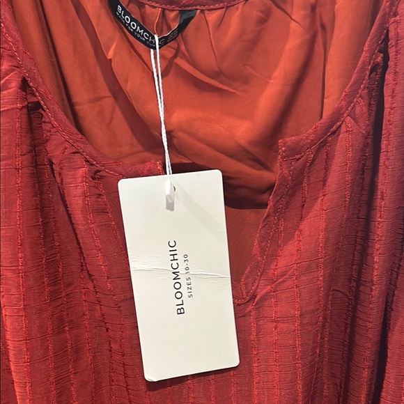 BloomChic Copper Colored Maxi Dress with 3/4 With Flutter Sleeve - Picture 8 of 11